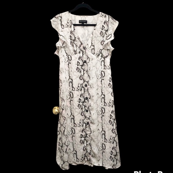 Laundry By Shelli Segal Snake Python Print Button Down Midi Dress - Picture 3 of 7